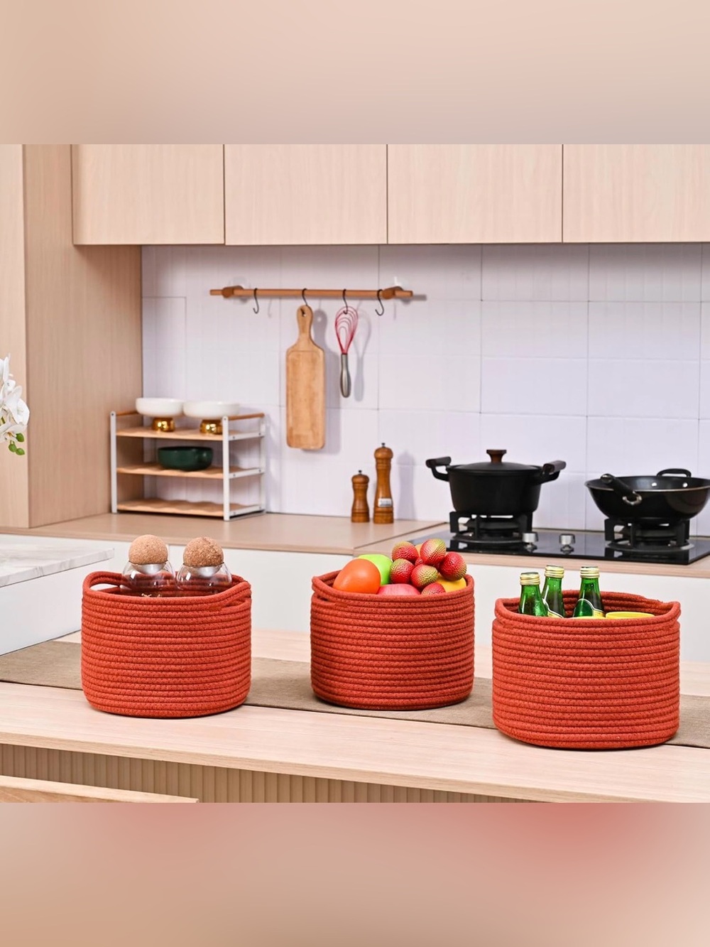 Woven Rope Storage Basket Set - Red - Picture 5 of 5